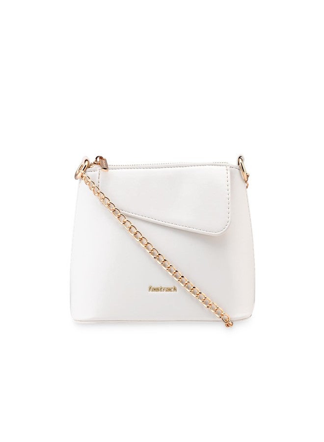 Fastrack MiniBae Sling | White Faux-Leather Women’s Handbag | Silver Hardware & Spacious Main Compartment - Image 1